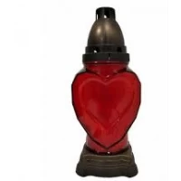 Лампадка стеклянная на 36 часов "Красное сердце"