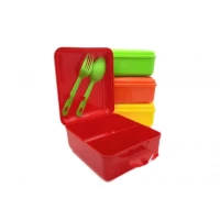 Ланчбокс цветной 1Л со столовыми приборами