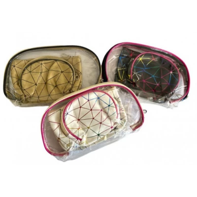 Косметичка женская, набор 3 шт. прозр.+мат, (24*17*7+19,5*11,5*3,5+15*10*6)см, 13835