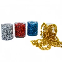 Шарики в нитке, бусы пл. диам. (4+8) мм длина 5м, 4цв, 24596