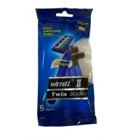 Станок для бритья WETELL одноразовый -2 лезвия,  НАБОР 5 шт, 03992