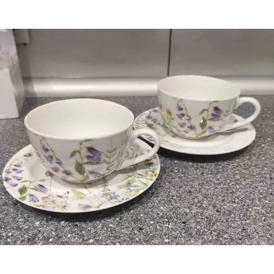 Фарфоровая чашка (300мл)с блюдцем Flora