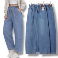 Джегінси жіночі бегі весна-літо. Фірм. Kenalin. Напівбатал. Колір блакитний. Розміри:  3XL, 4XL, 5XL, 6XL