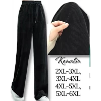 Жіночі демісезонні брючки , весна -осінь. Фірми Kenalin. Прямого вільного крою. Тканина велюр в рубчик. Розміри: 2XL-6XL.