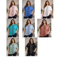 Жіночі футболки. Мод. 135. Розмір універсальний 42-50. В упаковці 5 шт одного кольору.