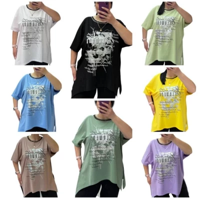 Жіночі футболки. Розмір універсальний 52-56 (l-xl). В упаковці 5 шт різного кольору. Матеріал котон.