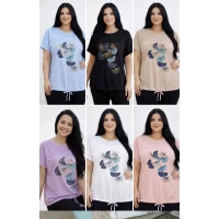 Жіночі футболки на завʼязці 26019. Тканина 95% котон-5% спандекс (втавка прошва) Розмір-M.L.LX (52/54/56)