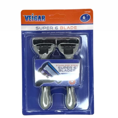 Станки для бритья мужск. с шестерной системой лезвий , 4шт на листе, 414-2