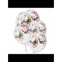 Набор воздушных шаров, прозрачные с конфети (5 штук/уп) 