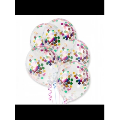 Набор воздушных шаров, прозрачные с конфети (5 штук/уп) 