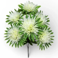 Искусственные цветы букет хризантемы шампань в яркой юбочке, 48см