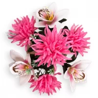 Искусственные цветы букет орхидей и хризантем, 31см