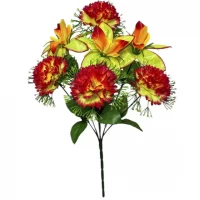 Искусственные цветы букет орхидей и гвоздик, 44см
