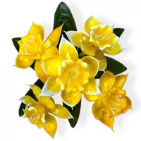 Искусственные цветы букет нарциссы крупные пластиковые бордюрные, 19см