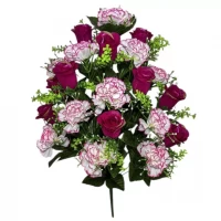 Искусственные цветы букет бутоны роз с гвоздиками Парадный, 56см