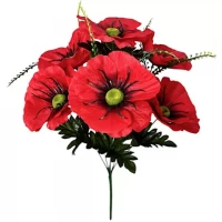 Искусственные цветы букет Маки красные крупные, 46см
