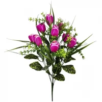 Искусственные цветы букет тюльпанов в зелени, 44см