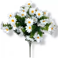 Искусственные цветы букет ромашки белые воздушные, 54см