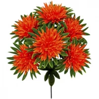 Искусственные цветы букет хризантемы в яркой юбочке, 48см