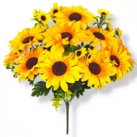 Искусственные цветы букет подсолнухов Каравай, 47см