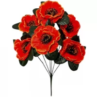 Искусственные цветы букет маки на зеленой подставке, 34см