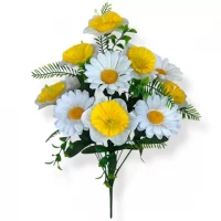 Искусственные цветы букет полевых ромашек и нарциссов, 50см