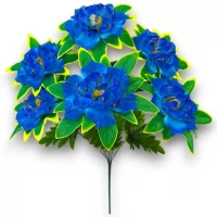 Искусственные цветы букет георгины на яркой подставке, 52см