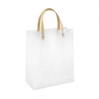 Пакет подарунковий 20*15*9см пластиковий з крафтовими ручками HL-310