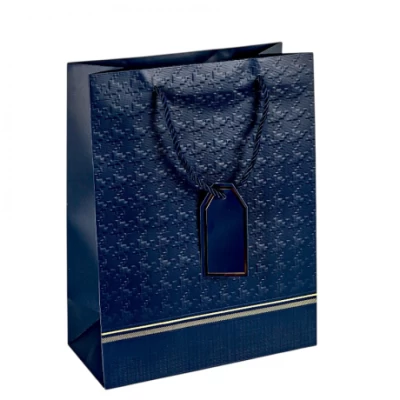 Пакет подарунковий 31х42х12см із рельєфним тисненням DARK BLUE HL-2030