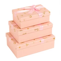 Набір подарункових коробок 3шт прямокутних 7023-49-Pink