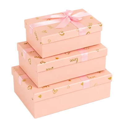 Набір подарункових коробок 3шт прямокутних 7023-49-Pink