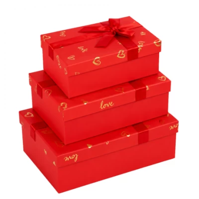 Набір подарункових коробок 3шт прямокутних 7023-49-Red
