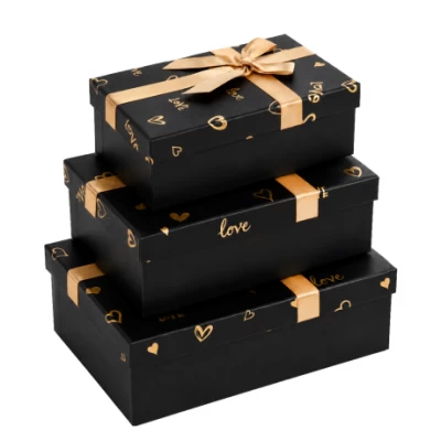 Набір подарункових коробок 3шт прямокутних 7023-49-Black