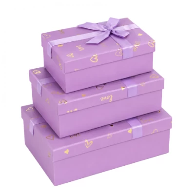Набір подарункових коробок 3шт прямокутних 7023-49-Purple