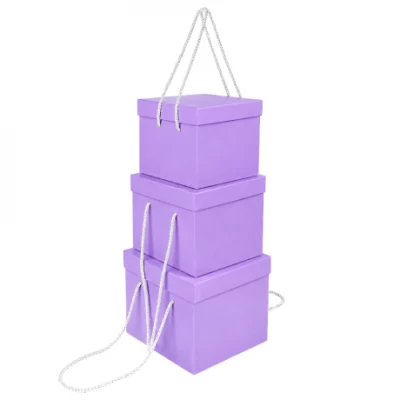 Набір подарункових коробок 3шт квадратних 2218-7-Purple