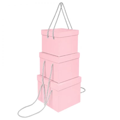 Набір подарункових коробок 3шт квадратних 2218-7-Light Pink