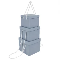 Набір подарункових коробок 3шт квадратних 2218-7-Gray Blue