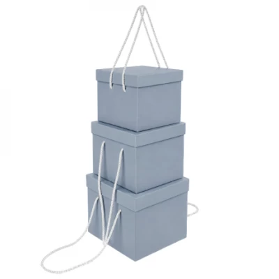Набір подарункових коробок 3шт квадратних 2218-7-Gray Blue