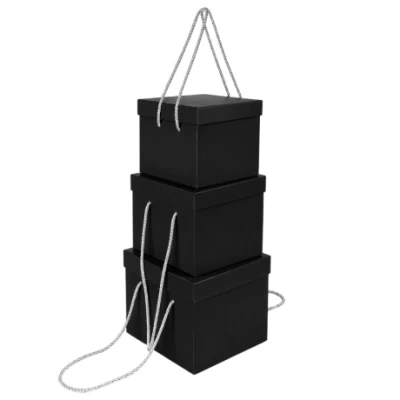 Набір подарункових коробок 3шт квадратних 2218-7-Black