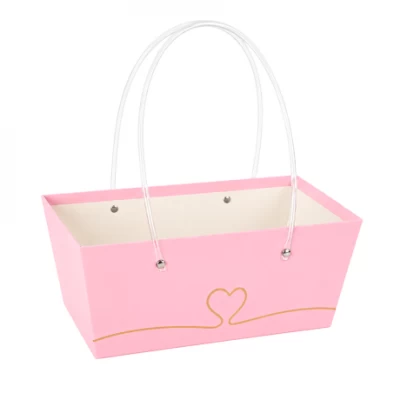 Коробка-сумка для квітів та подарунків 28×16,5×12см з ручками 1012 Pink