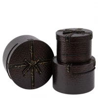 Набір подарункових коробок 3шт круглих 2516-3-Black