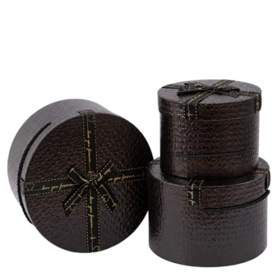 Набір подарункових коробок 3шт круглих 2516-3-Black