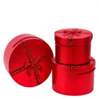 Набір подарункових коробок 3шт круглих 2516-3-Red