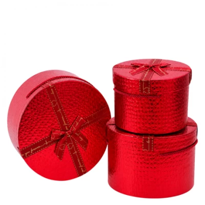 Набір подарункових коробок 3шт круглих 2516-3-Red
