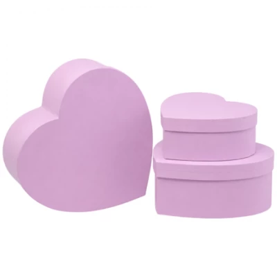 Набір подарункових коробок 3шт у формі серця 8022-47-Purple