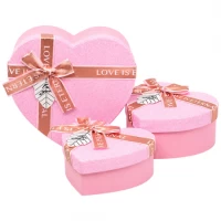 Набір подарункових коробок 3шт у формі серця 8022-46-Pink