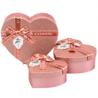 Набір подарункових коробок 3шт у формі серця 8022-46-Rose Gold