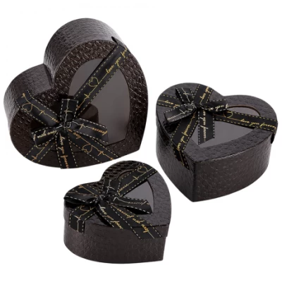 Набір подарункових коробок 3шт у формі серця 8022-58-Black