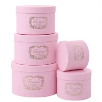 Набір подарункових коробок 5шт круглих 0818-25-Pink