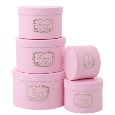 Набір подарункових коробок 5шт круглих 0818-25-Pink